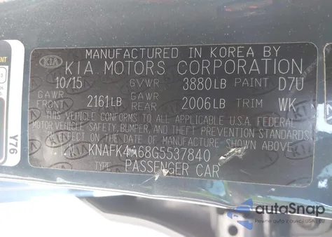 2016 Kia Forte Lx from USA, damaged, VIN KNAFK4A68G5537840